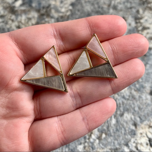2 for $15💛 Triangle Mosaic Cut Out Studs - Picture 2 of 5
